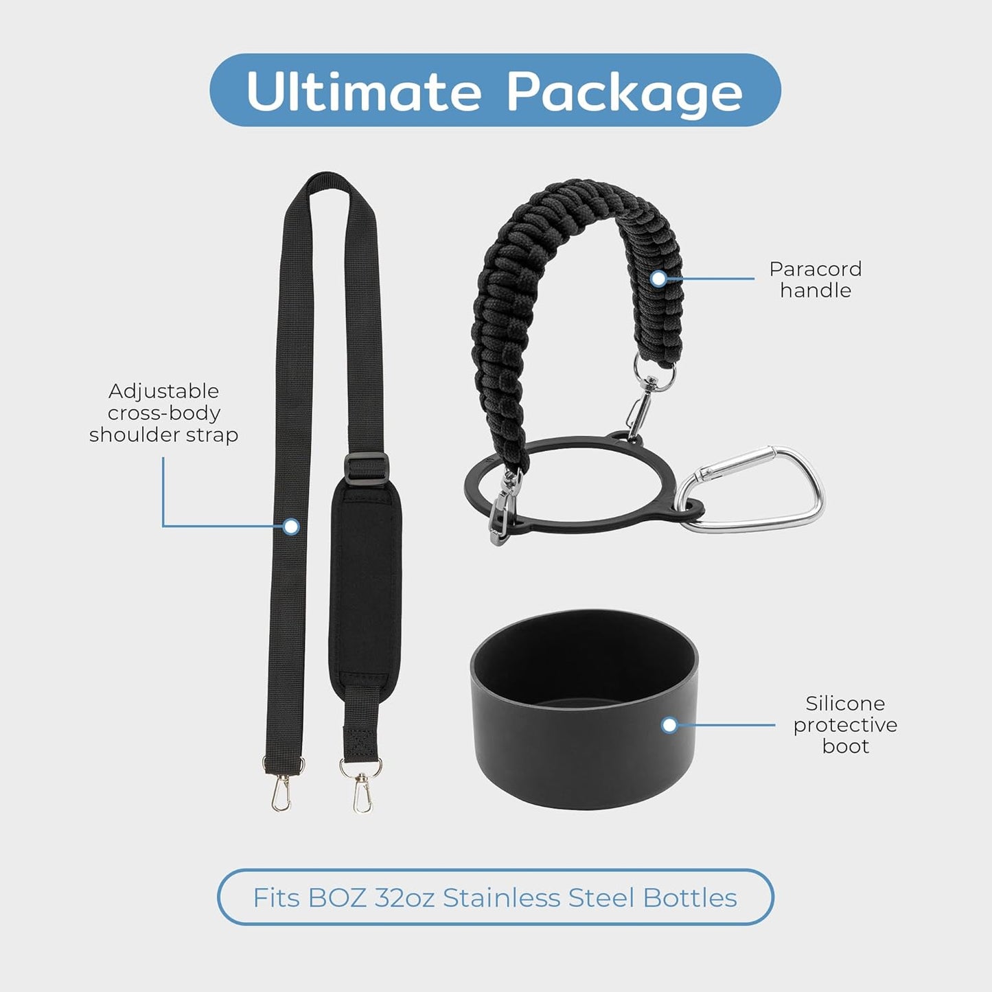 BOZ 32 oz Water Bottle Carrier Set