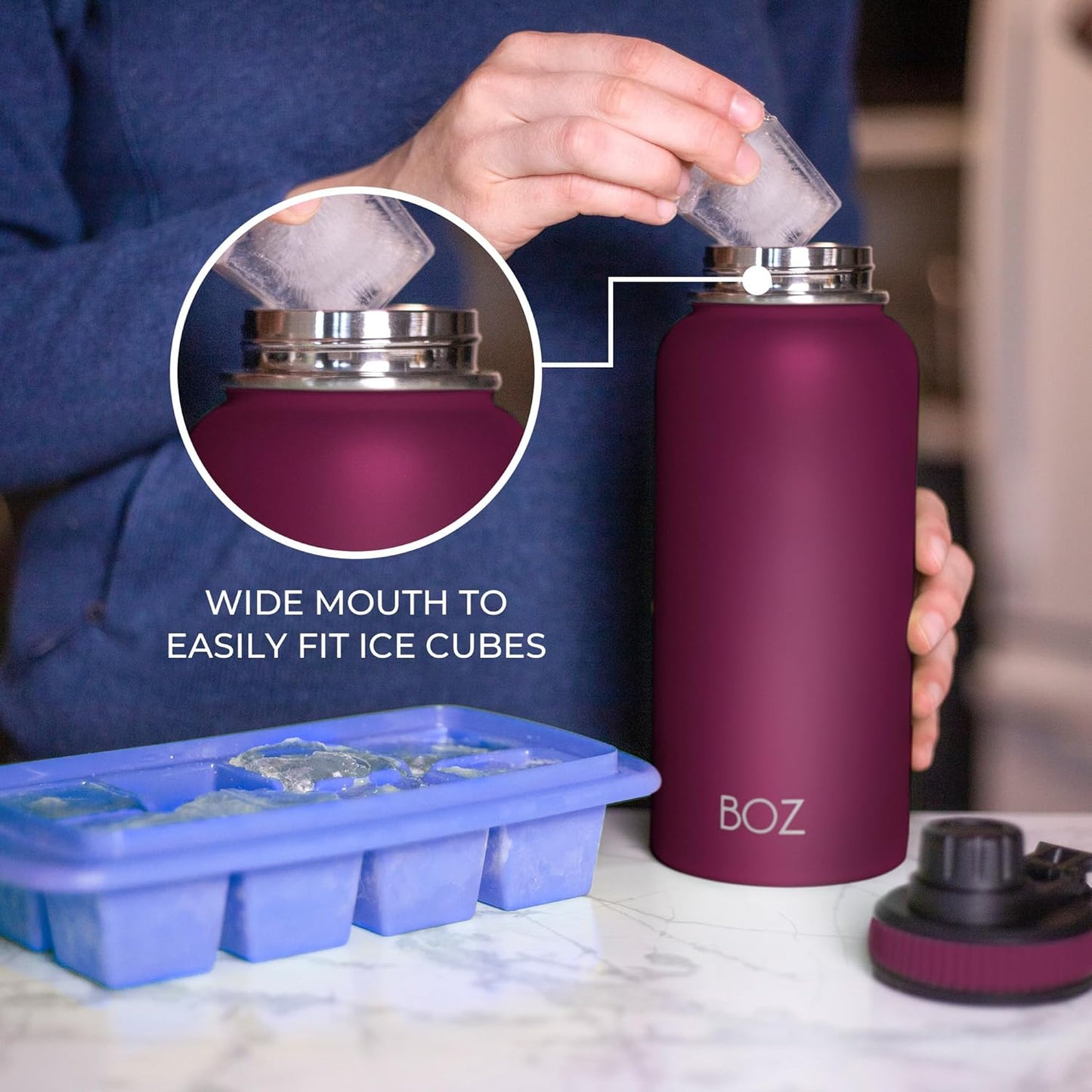BOZ Stainless Steel Vacuum Insulated Water Bottle 32 oz - Plum