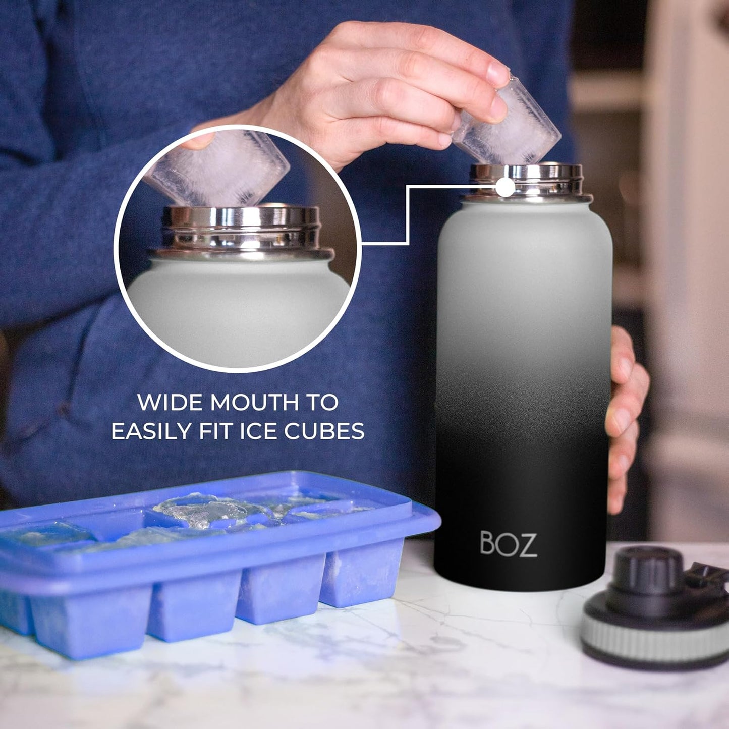 BOZ Stainless Steel Vacuum Insulated Water Bottle 32 oz - Gradient Black