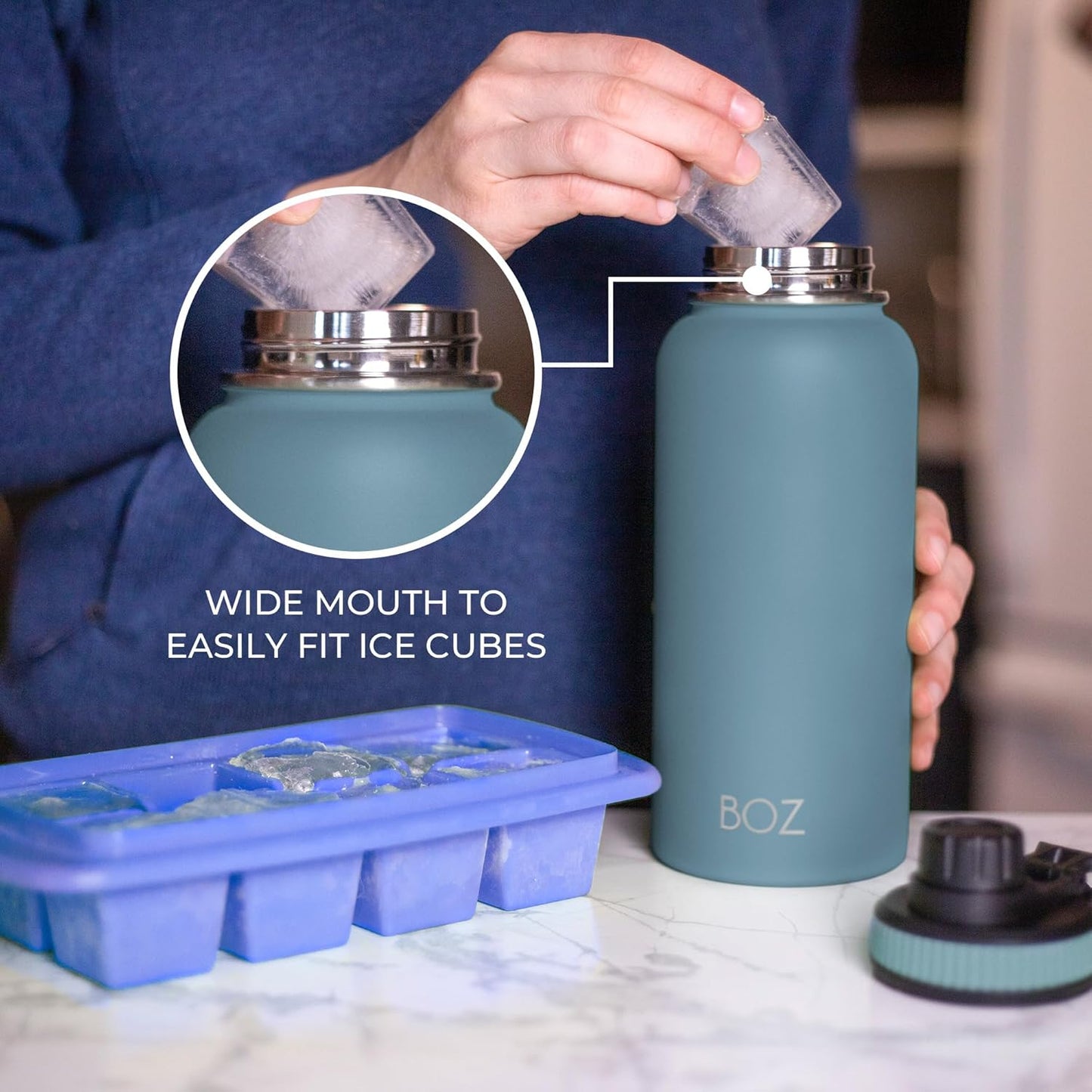 BOZ Stainless Steel Vacuum Insulated Water Bottle 32 oz - Slate Blue