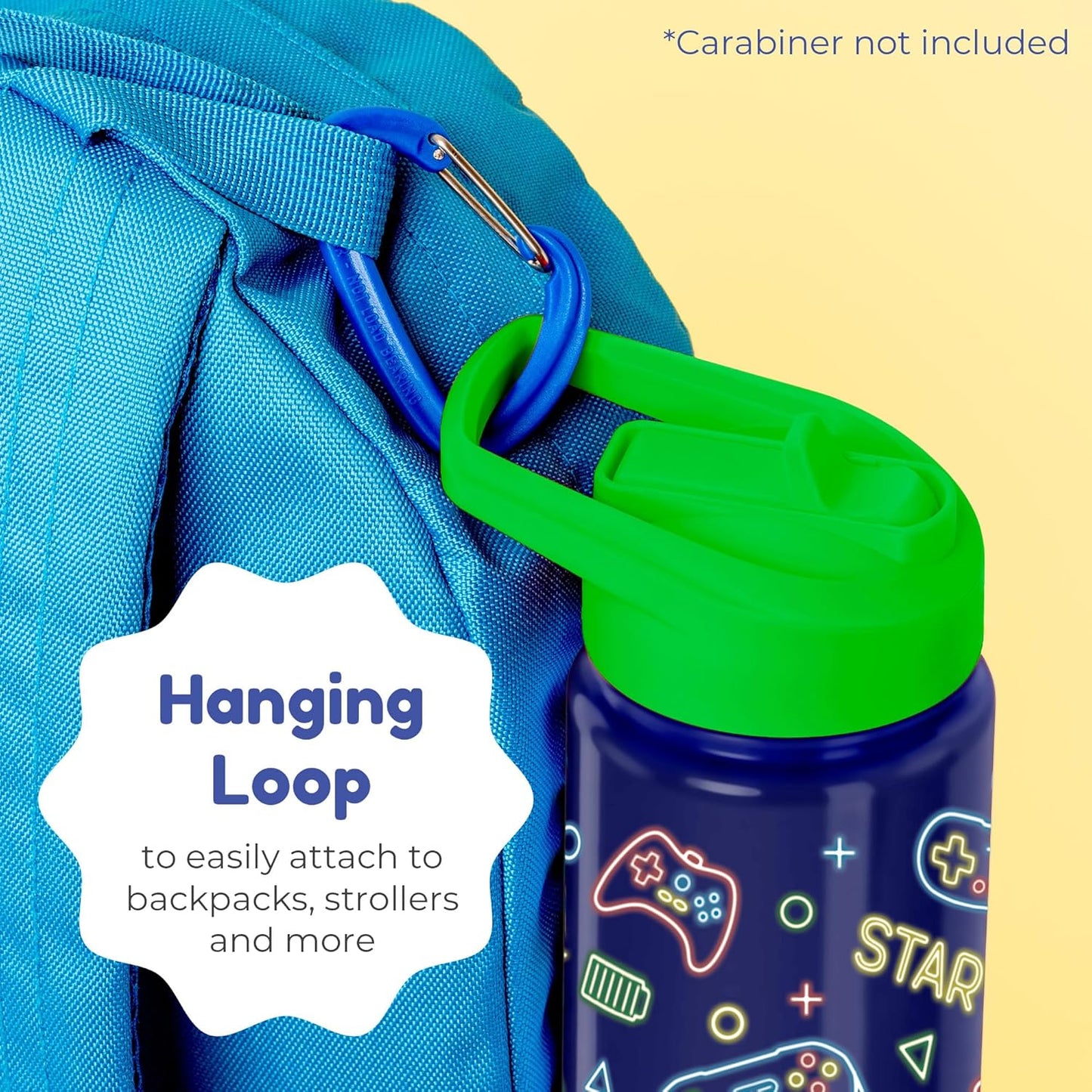 BOZ Kids Insulated Water Bottle with Straw Lid, 14 oz - Game