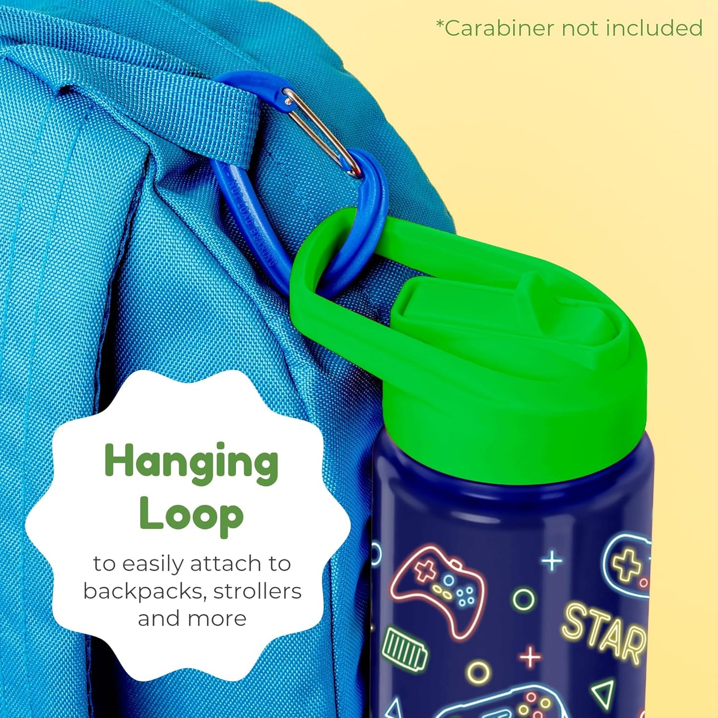 BOZ Kids 2-Pack Insulated Water Bottles with Straw Lid, 14 oz - Game & Car