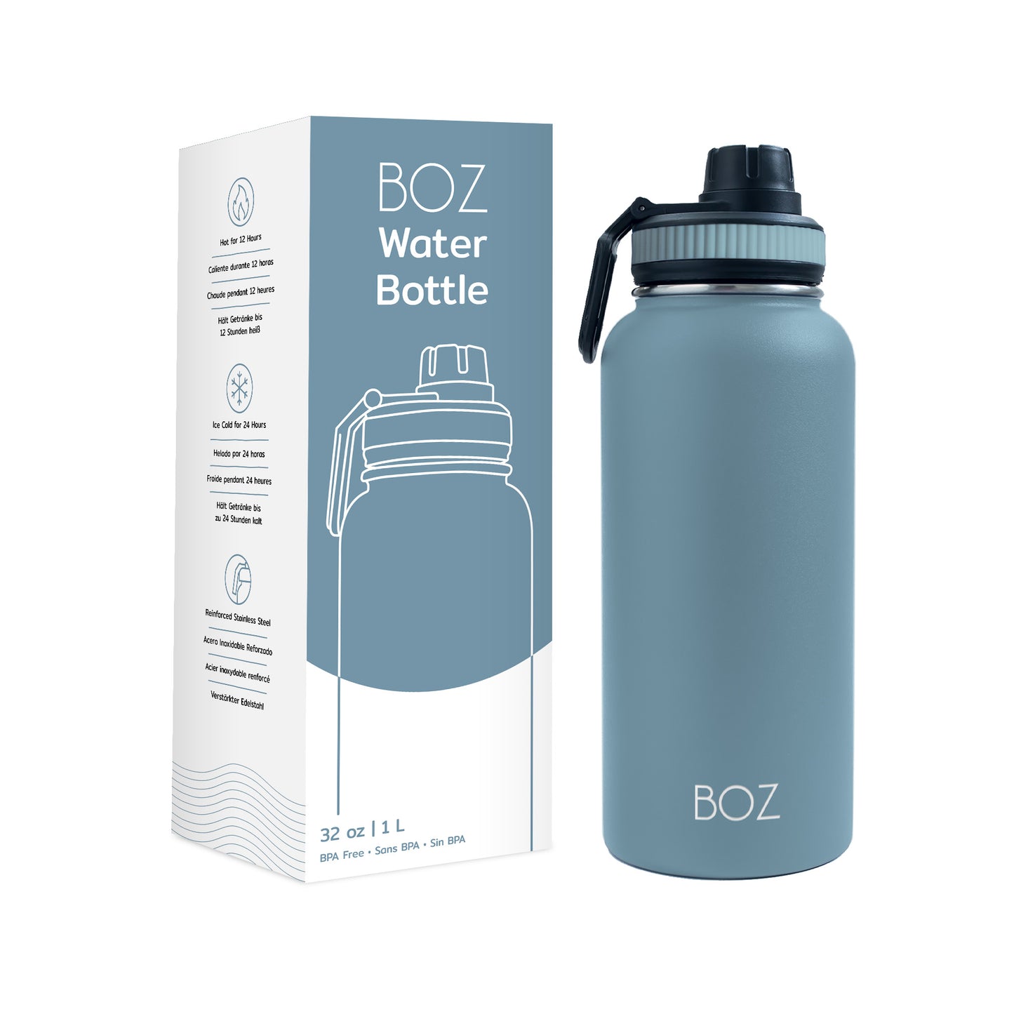BOZ Stainless Steel Vacuum Insulated Water Bottle 32 oz - Slate Blue