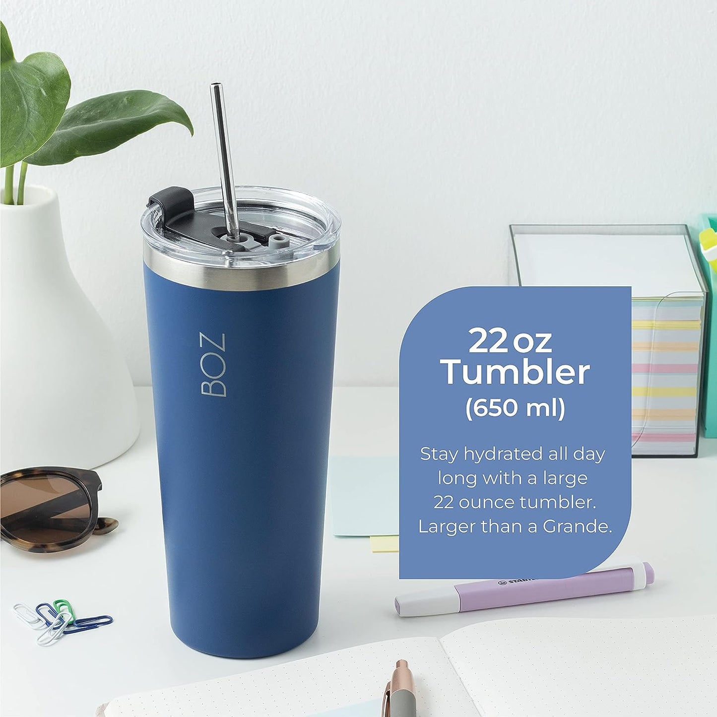 22 Oz blue insulated tumbler