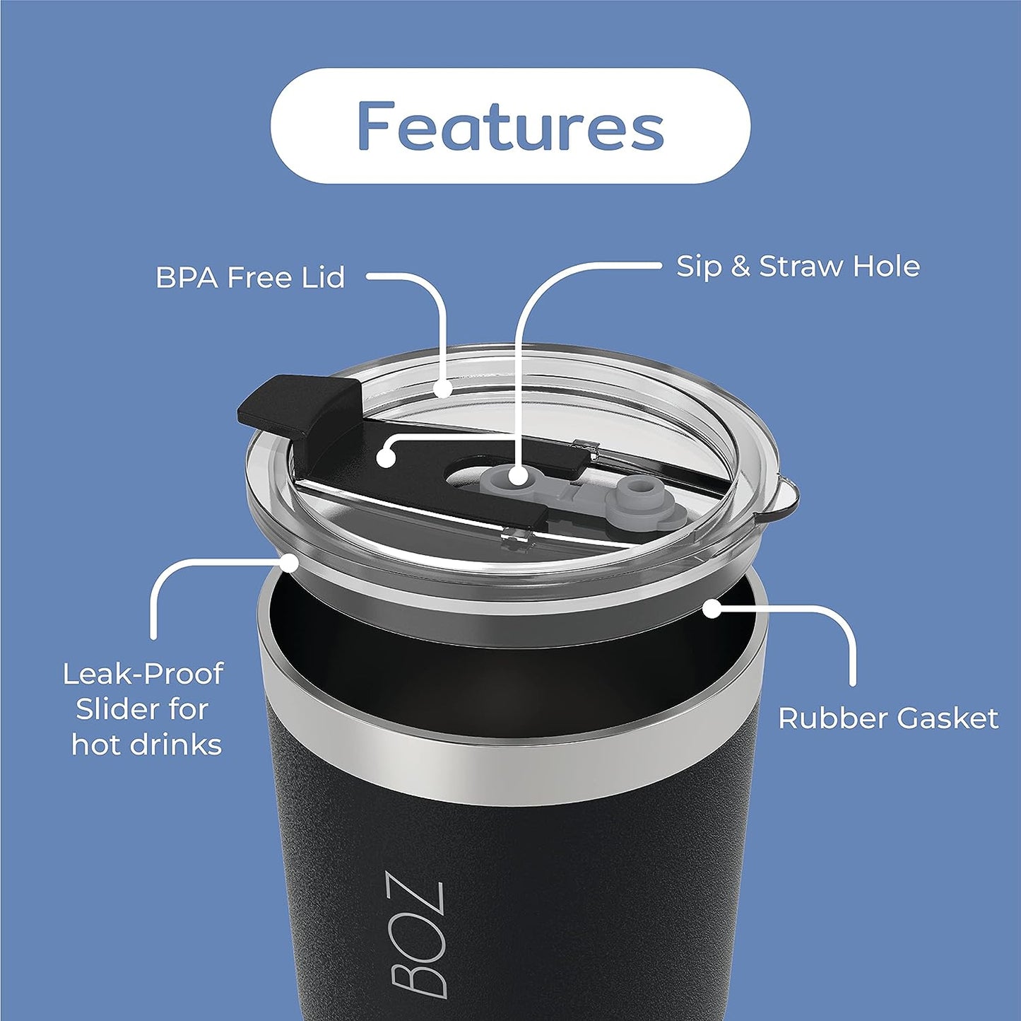 22 oz black leak proof tumbler