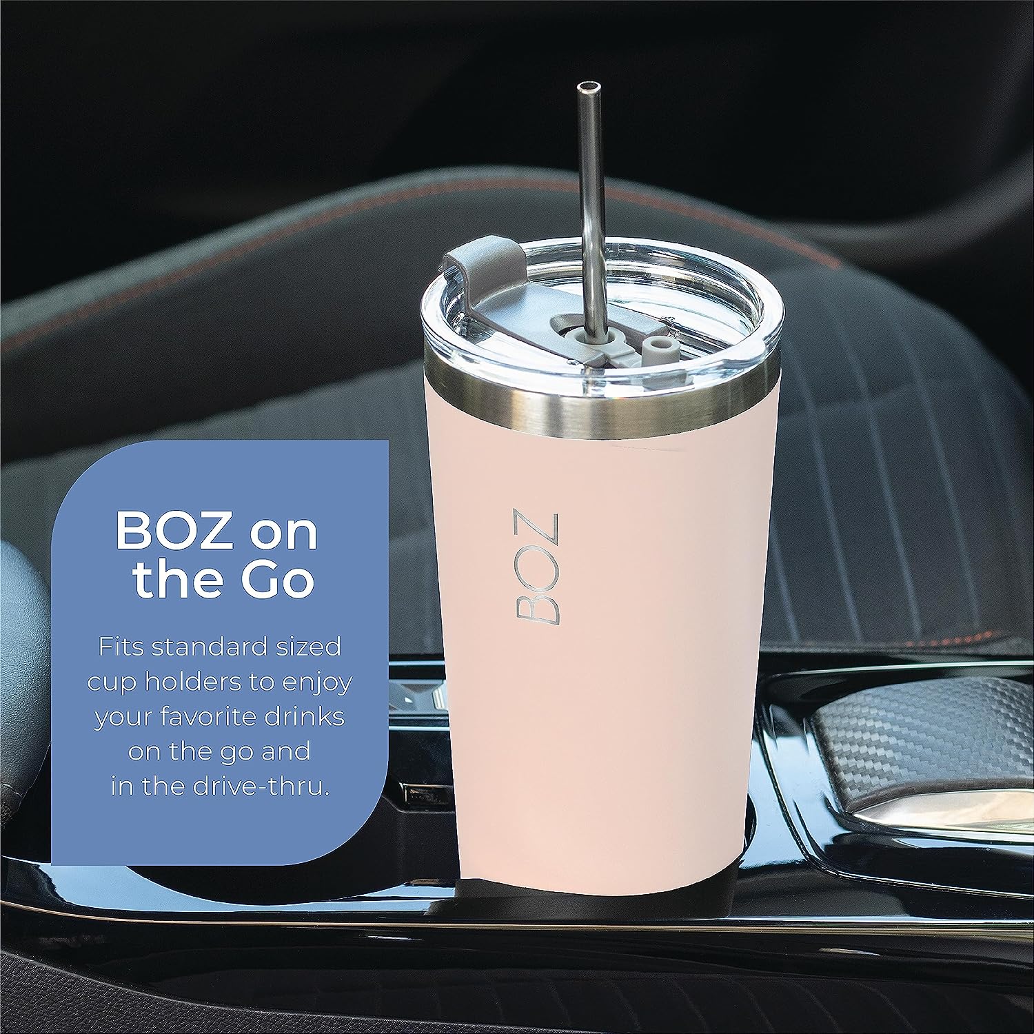 22 oz pink tumbler fits cup holders