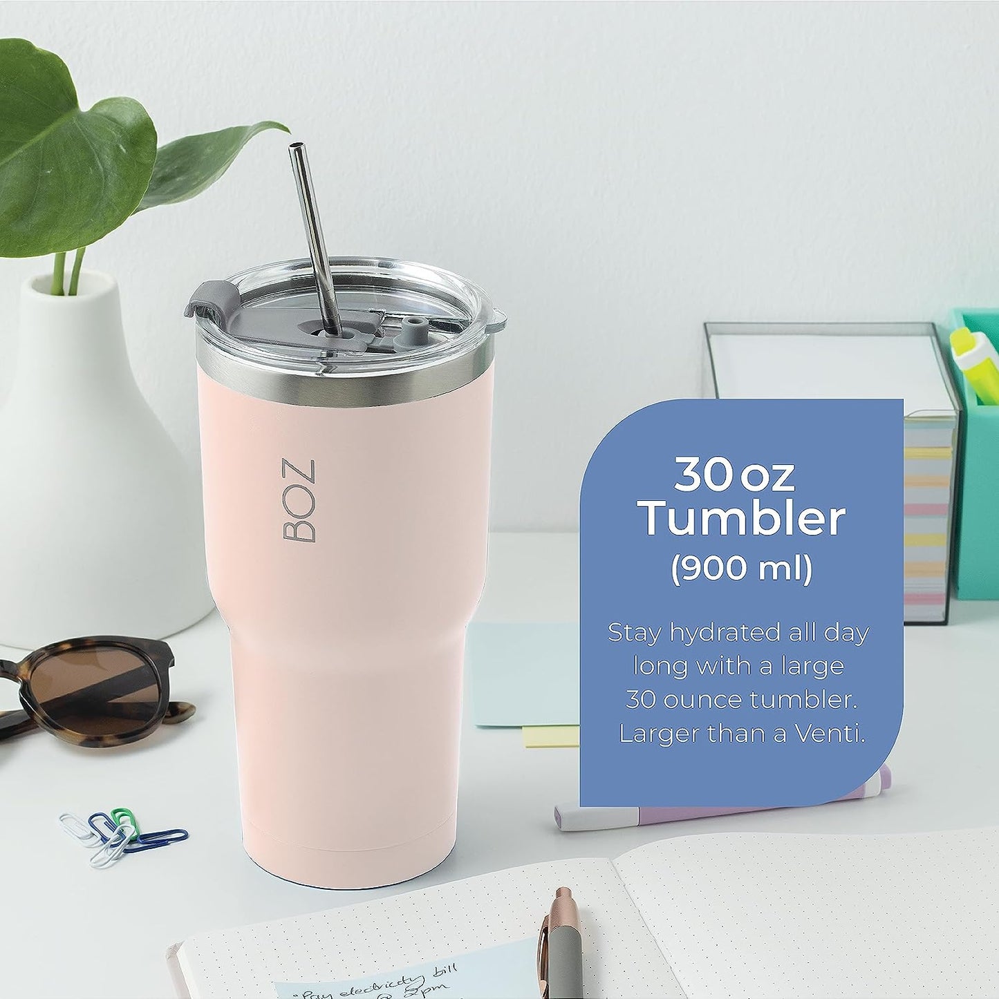 30 oz pink insulated tumbler