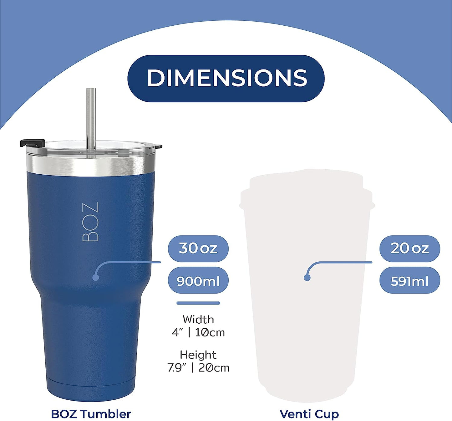 30 oz blue insulated water bottle dimensions