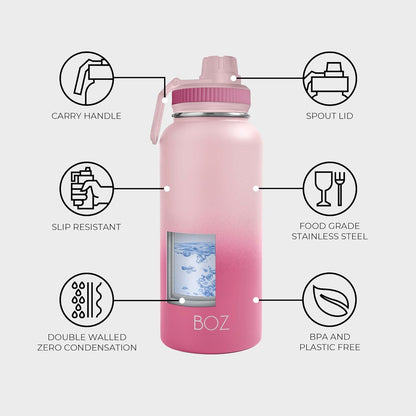 BOZ Stainless Steel Vacuum Insulated Water Bottle 32 oz - Gradient Pink