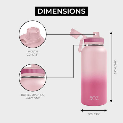 BOZ Stainless Steel Vacuum Insulated Water Bottle 32 oz - Gradient Pink