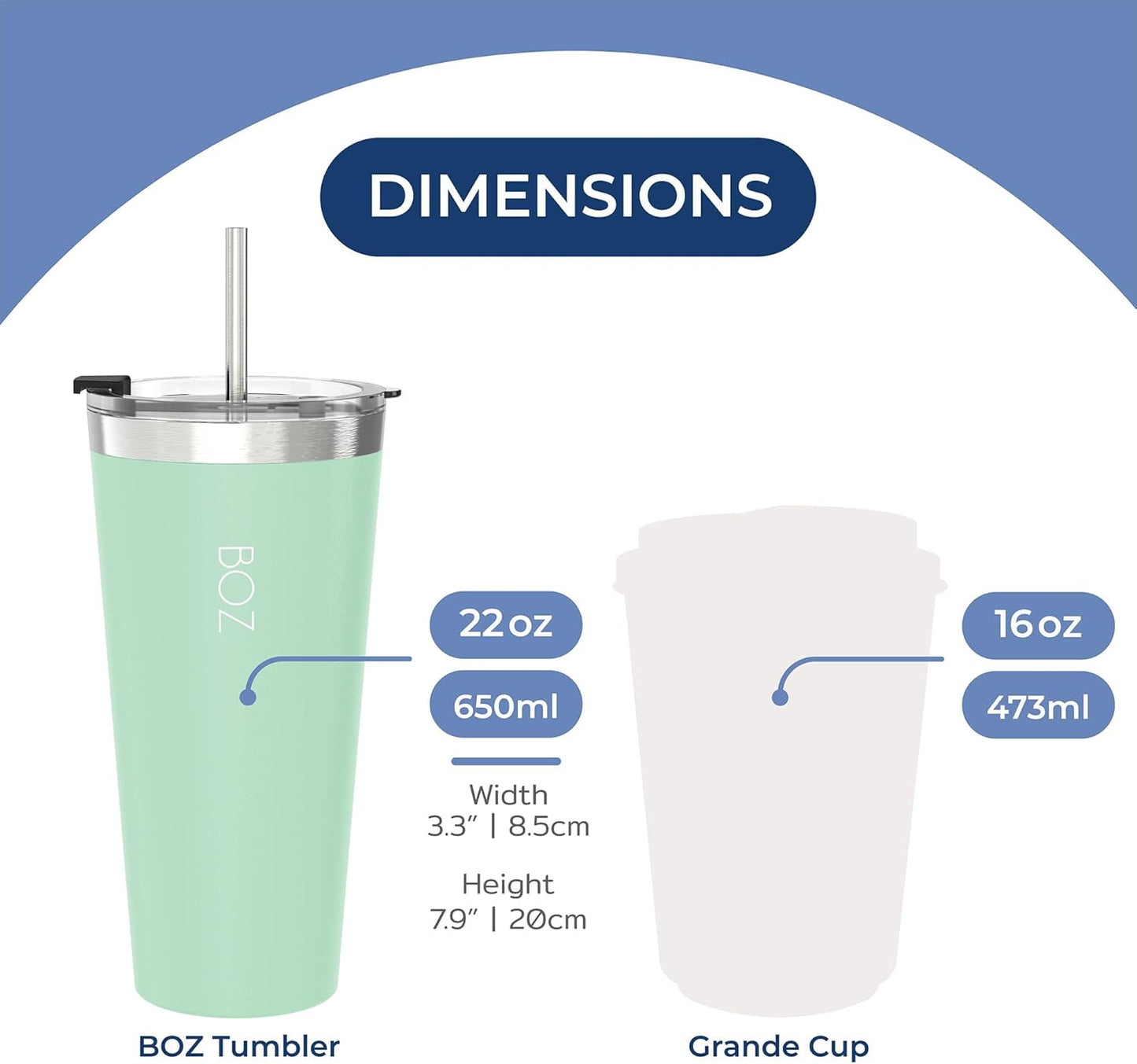 BOZ Stainless Steel Insulated Tumbler 22 oz - Light Green