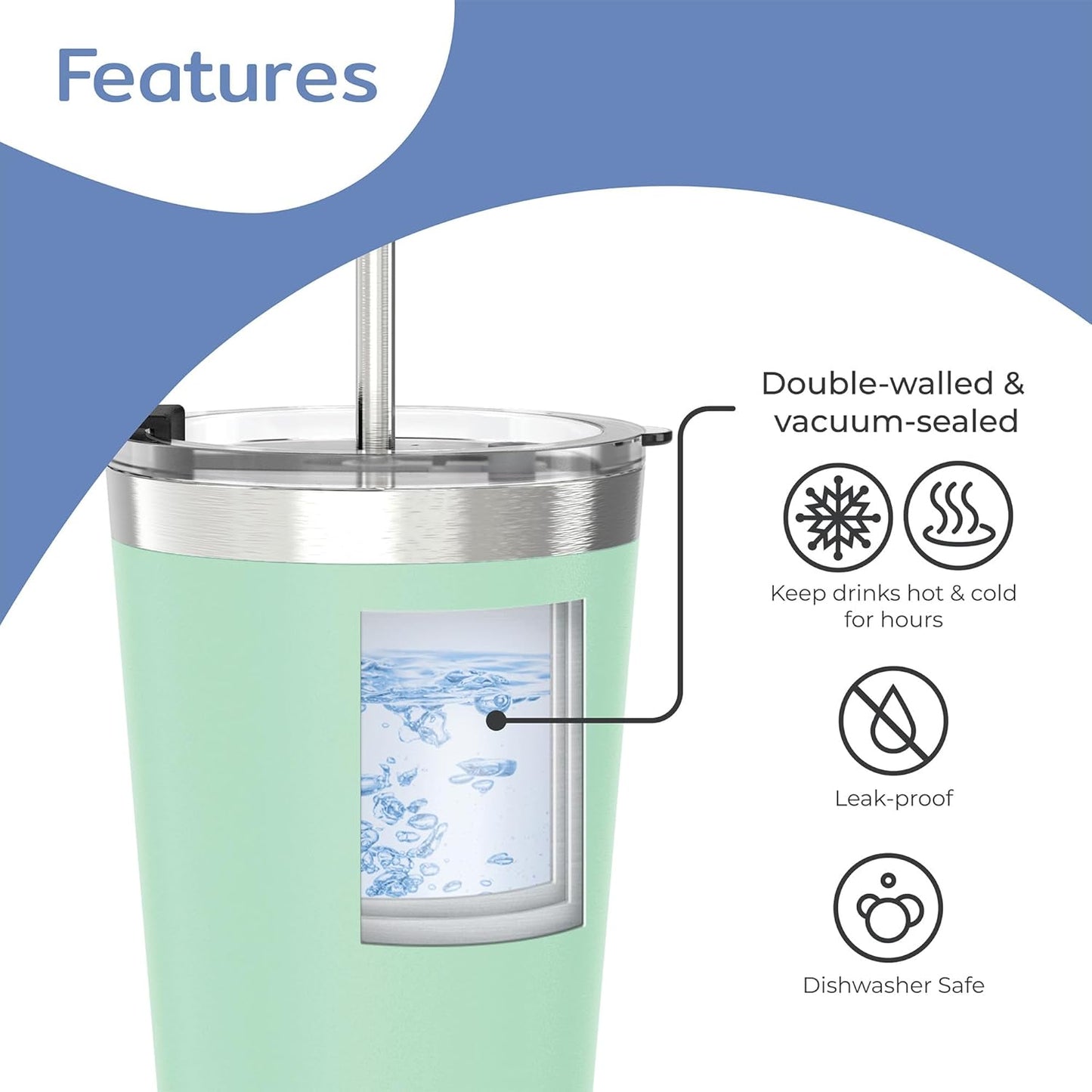 BOZ Stainless Steel Insulated Tumbler 22 oz - Light Green