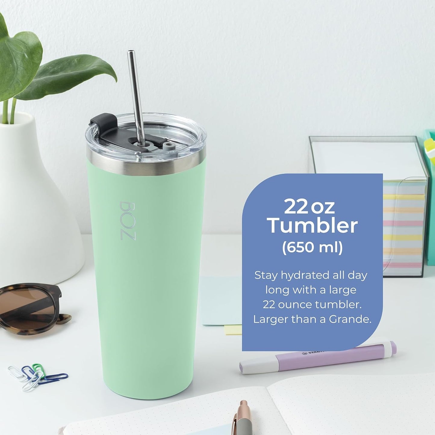 BOZ Stainless Steel Insulated Tumbler 22 oz - Light Green