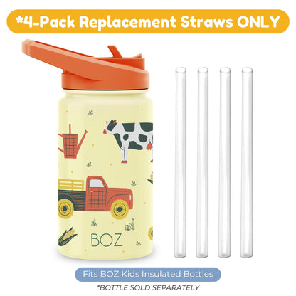 BOZ Thermos Kids Water Bottle Straws Replacement, 4 PCS Reusable Straw Set for Kids Cups, Compatible Thermos Kids Straw Replacement Parts, Fits 14 oz (414 ml)