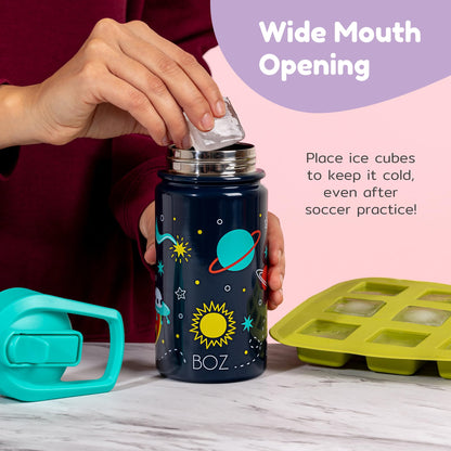BOZ Kids 2-Pack Insulated Water Bottles with Straw Lid, 14 oz - Unicorn & Mermaid