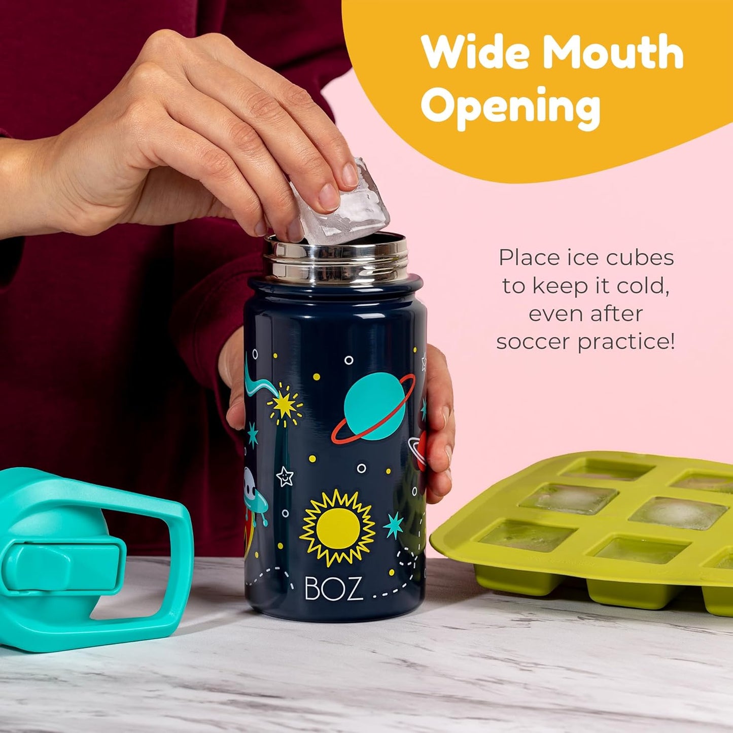 BOZ Kids Insulated Water Bottle with Straw Lid, 14 oz - Farm