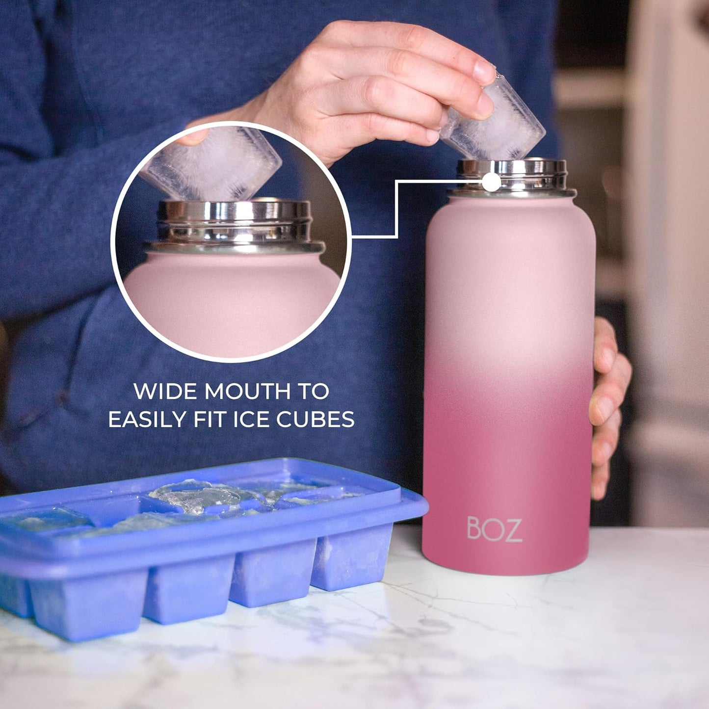 BOZ Stainless Steel Vacuum Insulated Water Bottle 32 oz - Gradient Pink