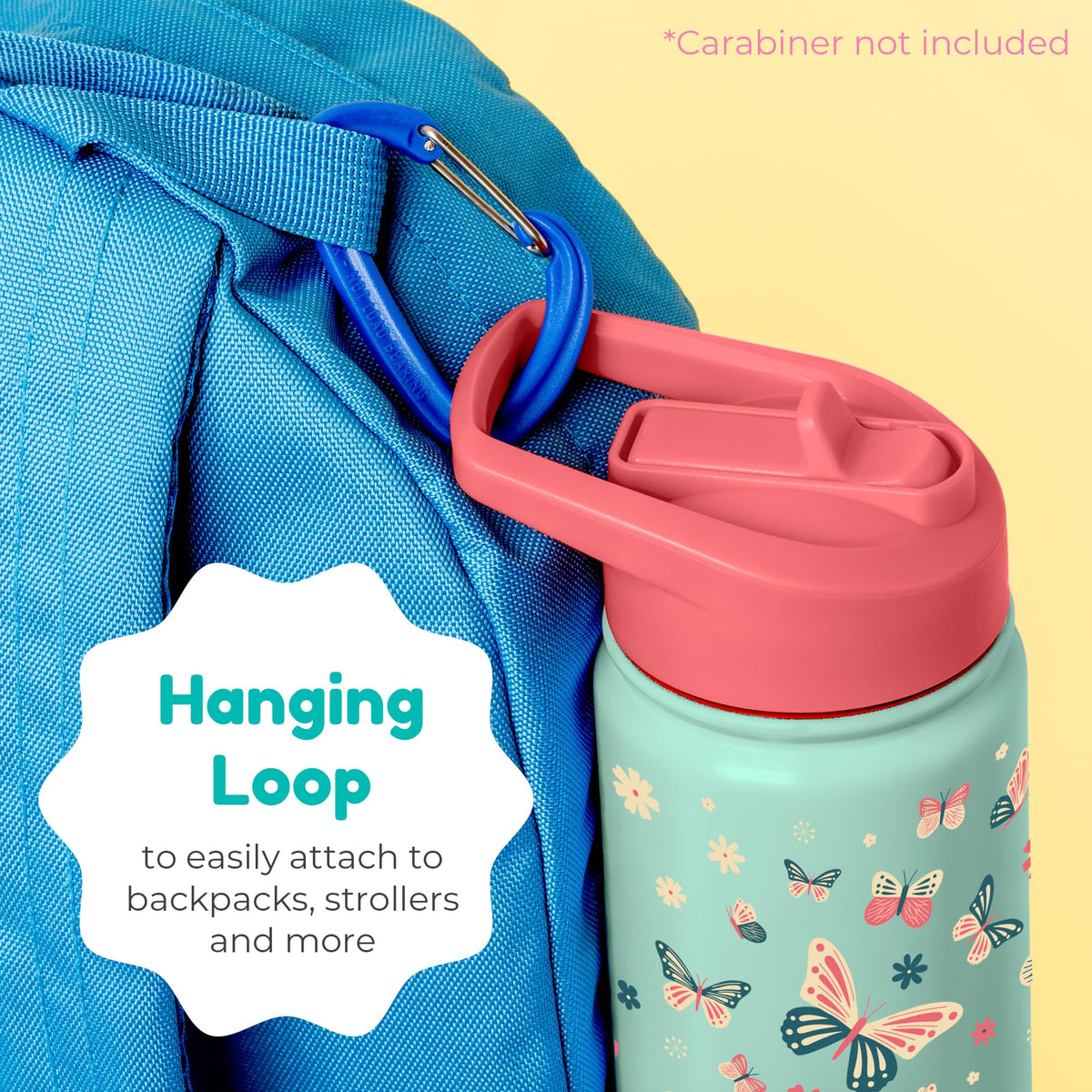BOZ Kids Water Bottle for School with Straw (2 Pack), Vacuum Double Wall Stainless Steel Insulated Water Bottles for Toddlers, Leak Proof & Spill Proof Cup, 14 oz (414 ml) (Unicorn / Butterfly)