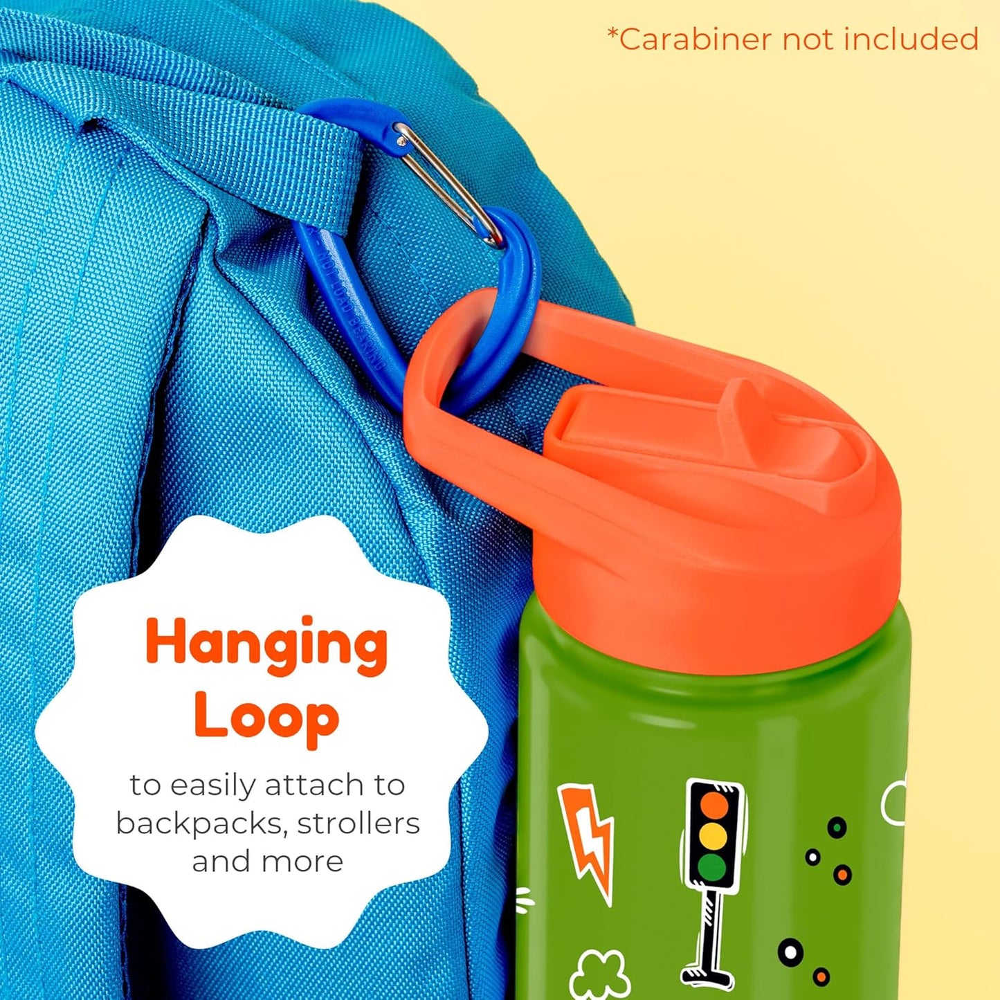 BOZ Kids Insulated Water Bottle with Straw Lid, 14 oz - Cars