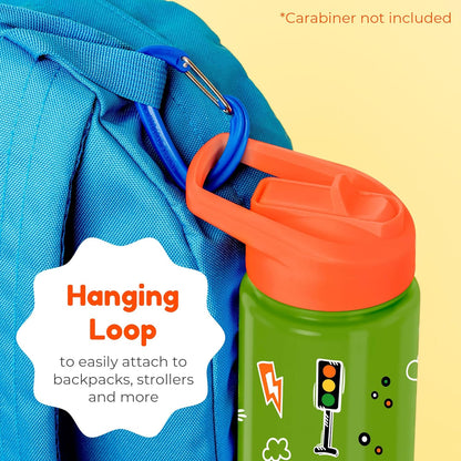 BOZ Kids Insulated Water Bottle with Straw Lid, 14 oz - Cars