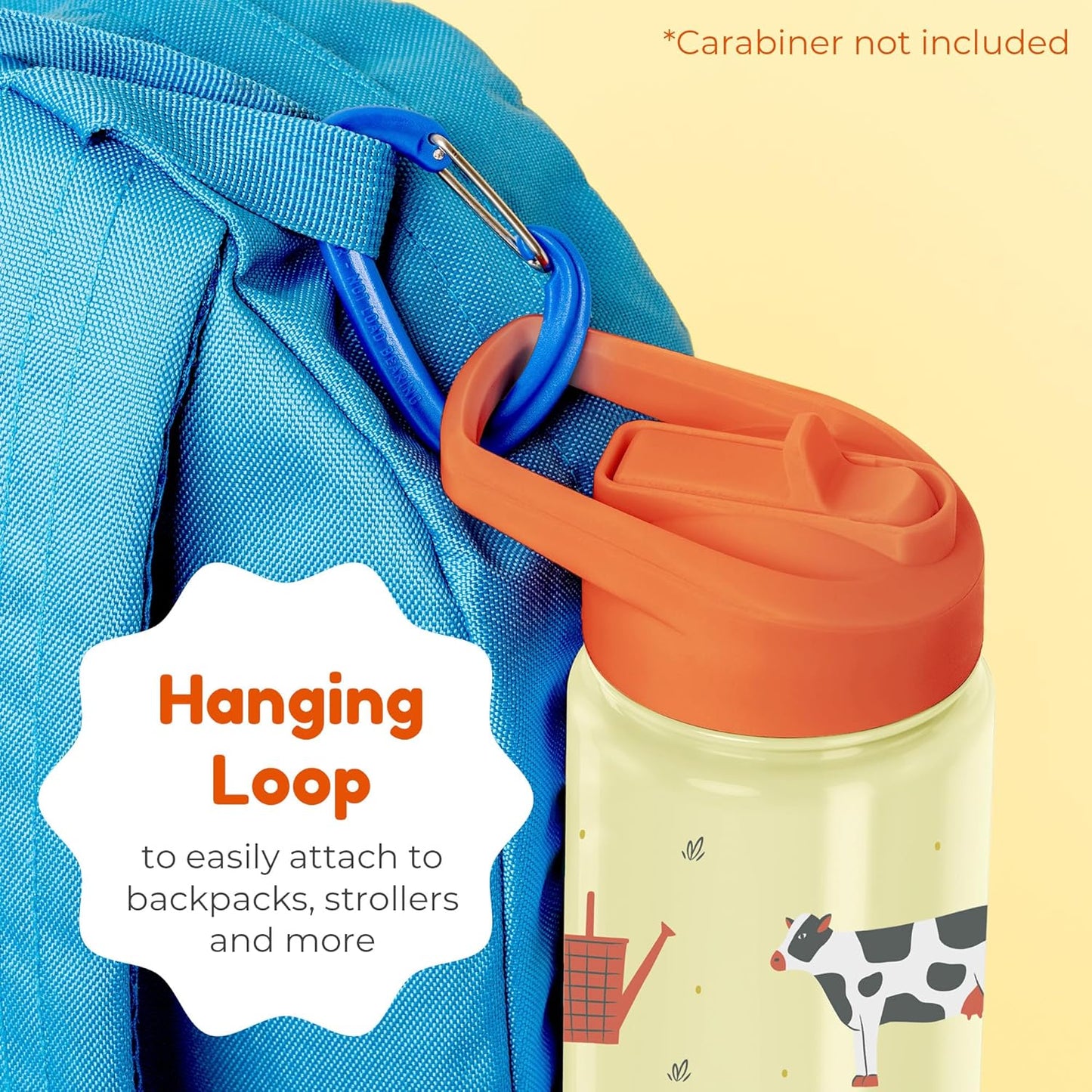 BOZ Kids Insulated Water Bottle with Straw Lid, 14 oz - Farm