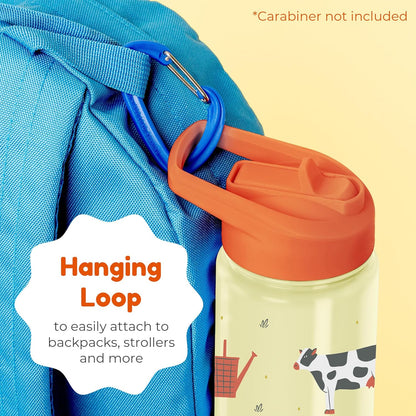 BOZ Kids Insulated Water Bottle with Straw Lid, 14 oz - Farm