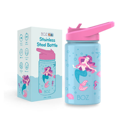 mermaid insulated water bottle with straw lid