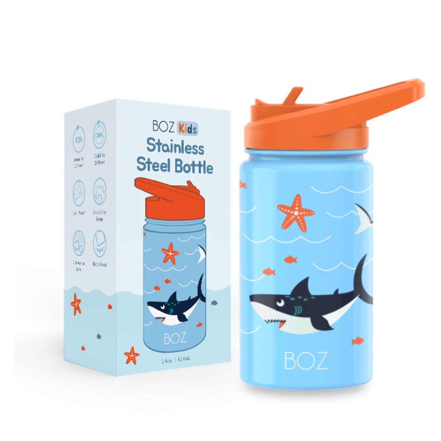 sharks insulated water bottle with straw lid