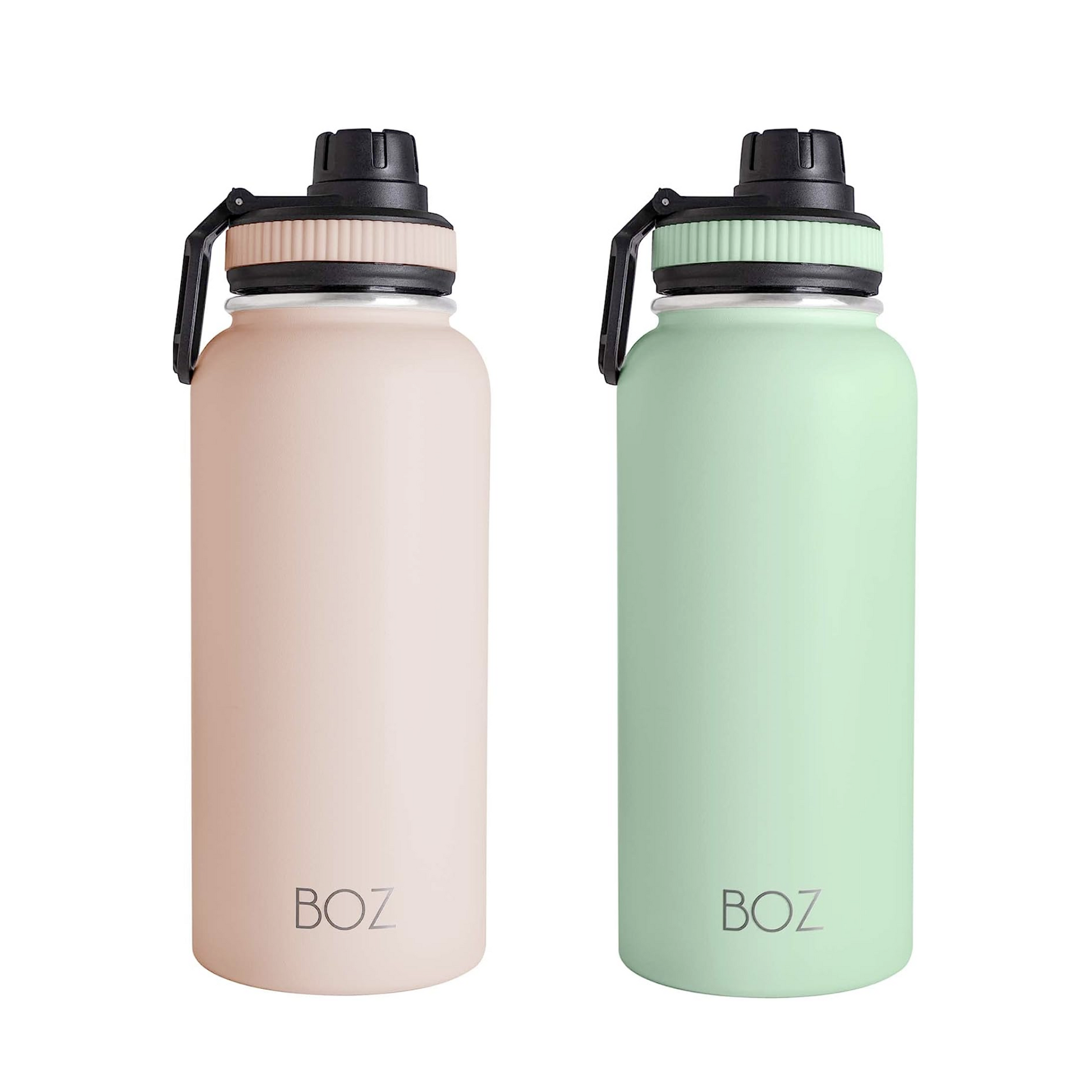 BOZ 2 pack 32 oz pink and green stainless steel water bottle