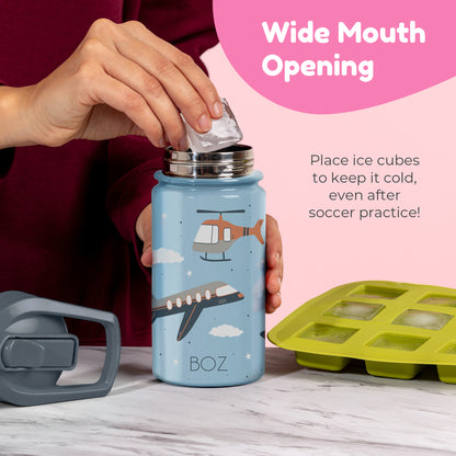 BOZ Kids 14oz Stainless Steel Insulated Water Bottle, Mermaid, Straw Lid, Leak-Proof, BPA-Free, Dishwasher-Safe