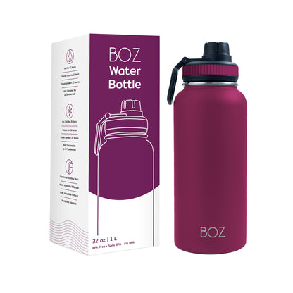 BOZ Stainless Steel Vacuum Insulated Water Bottle 32 oz - Plum