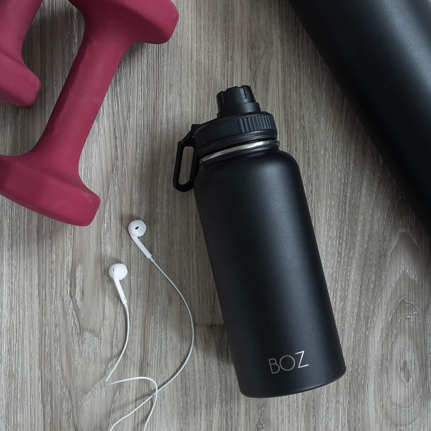 Black insulated water bottle