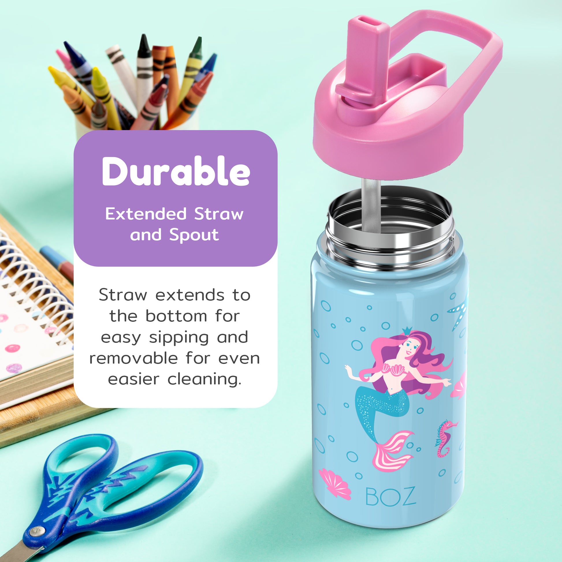 mermaid water bottle with straw