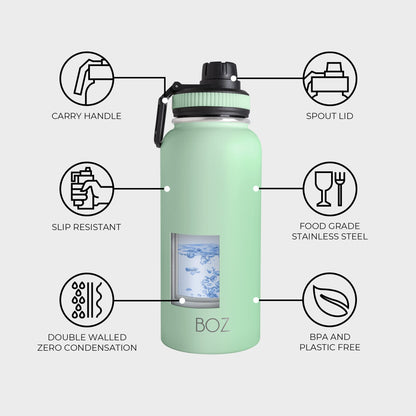 Green slip resistant water bottle