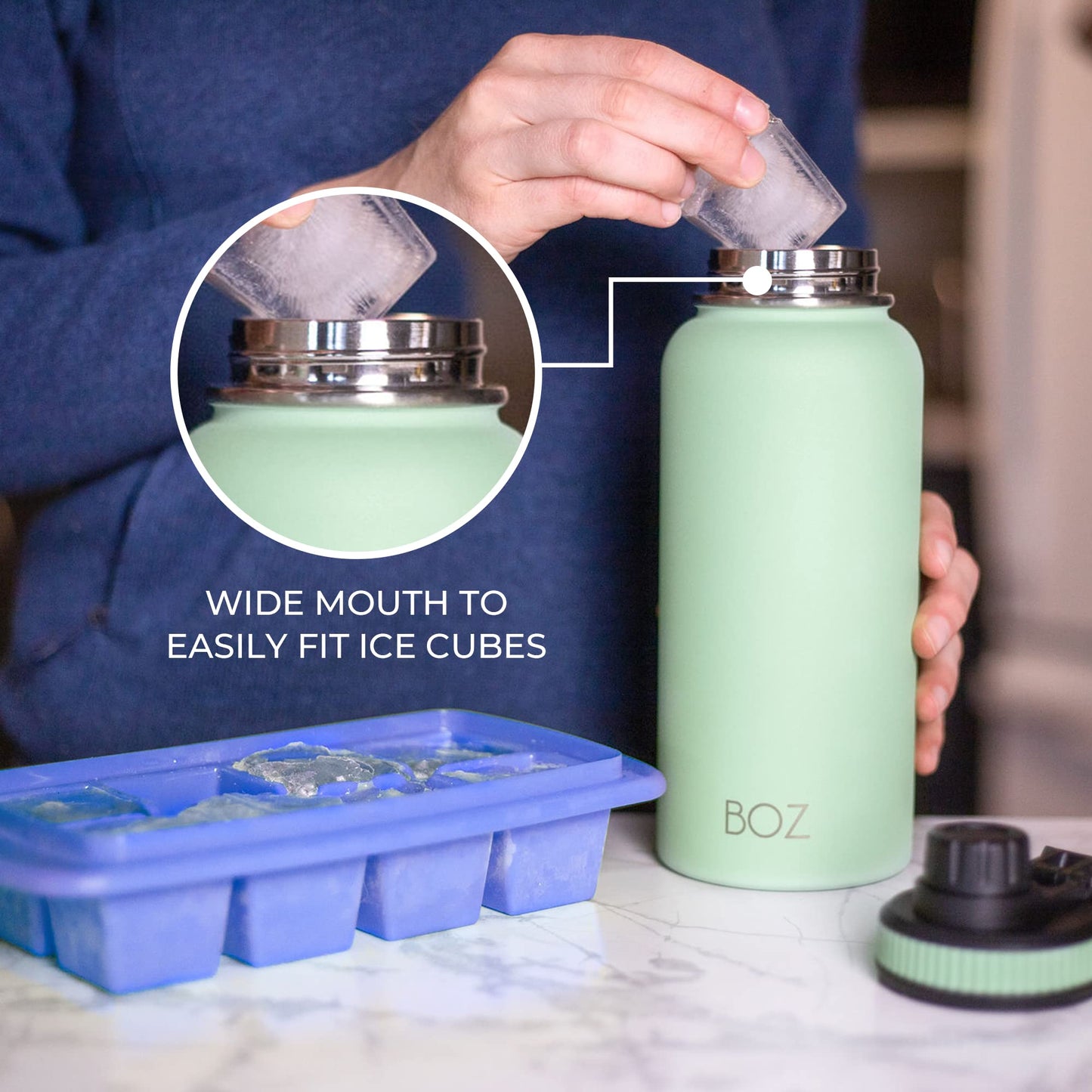 wide mouth water bottle to fit ice cube