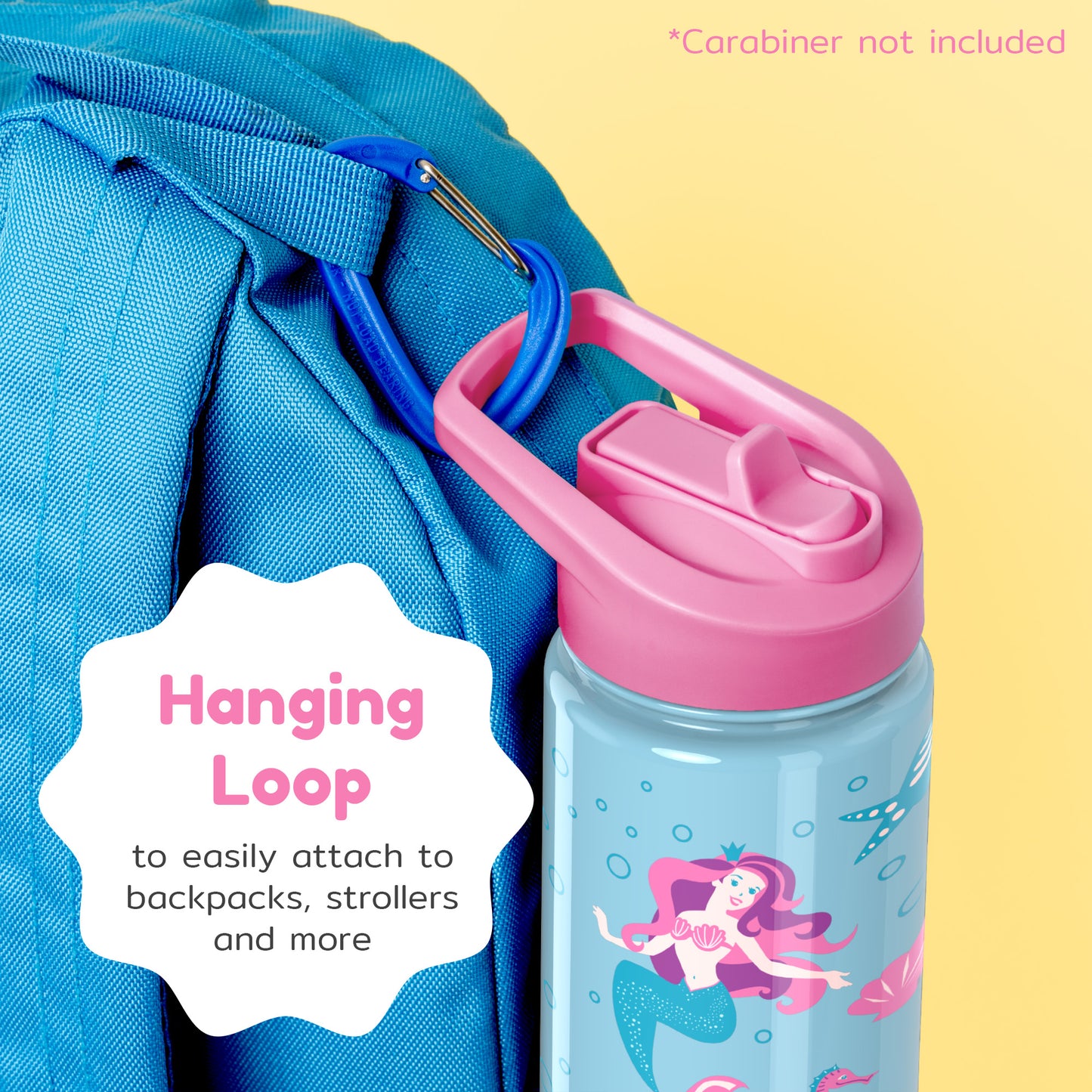 mermaid water bottle with hanging loop