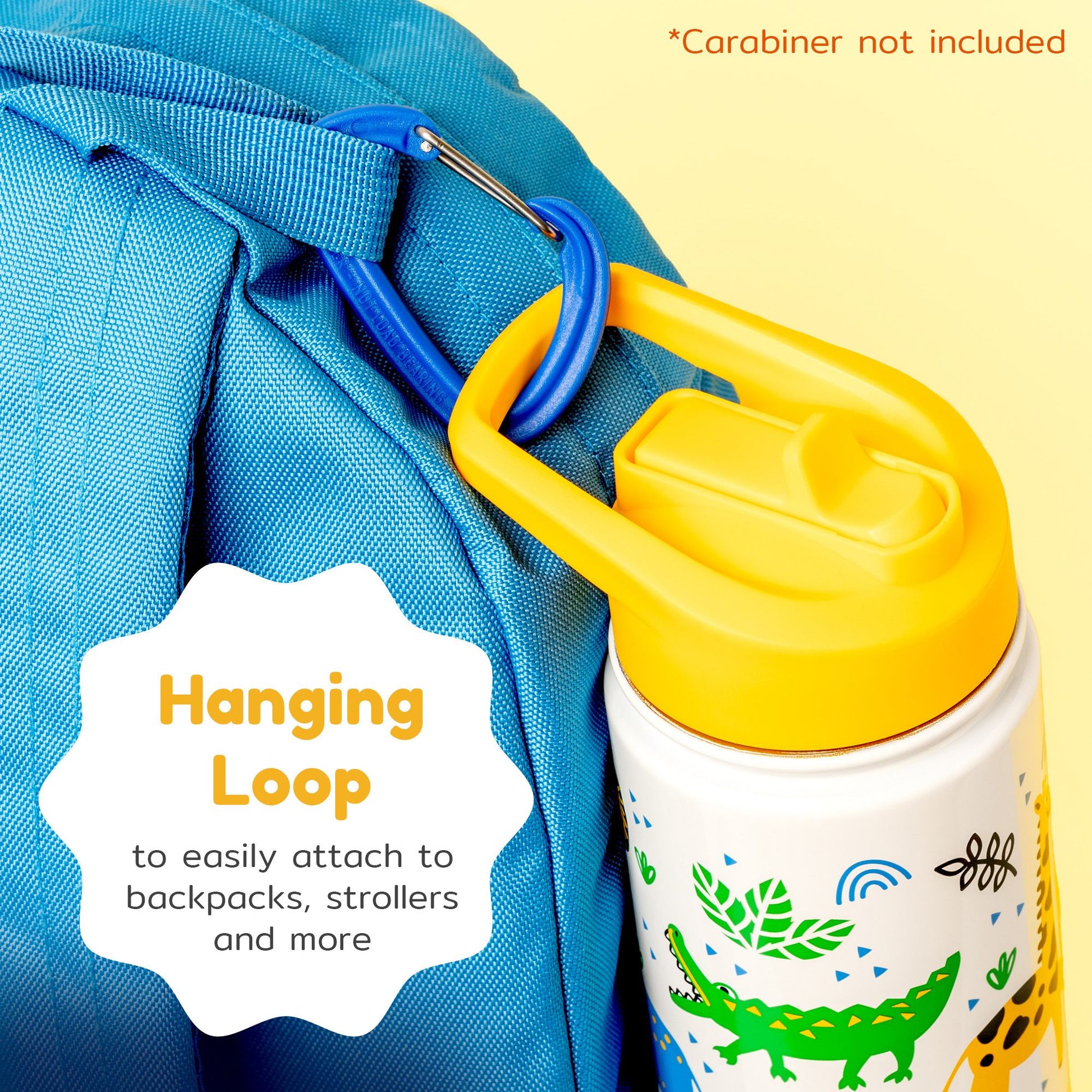 Safari kids water bottle with hanging loop