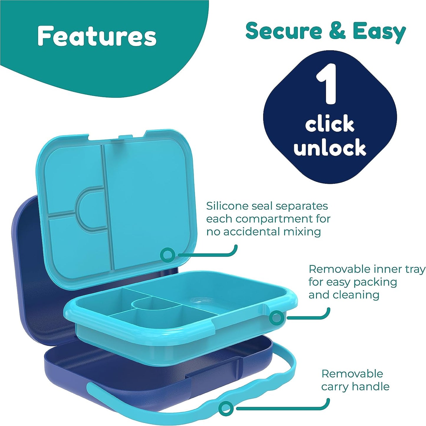 Secure and easy space bento lunch box