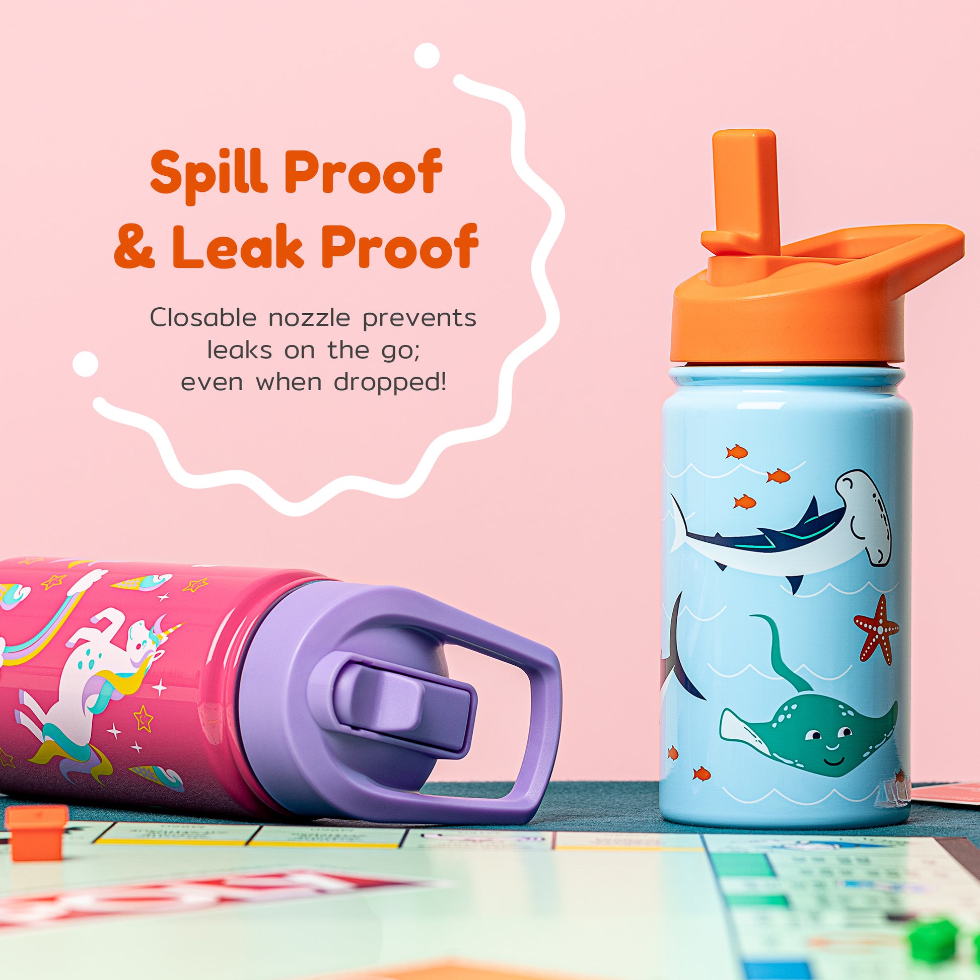 Spill proof and leak proof Construction kids water bottle