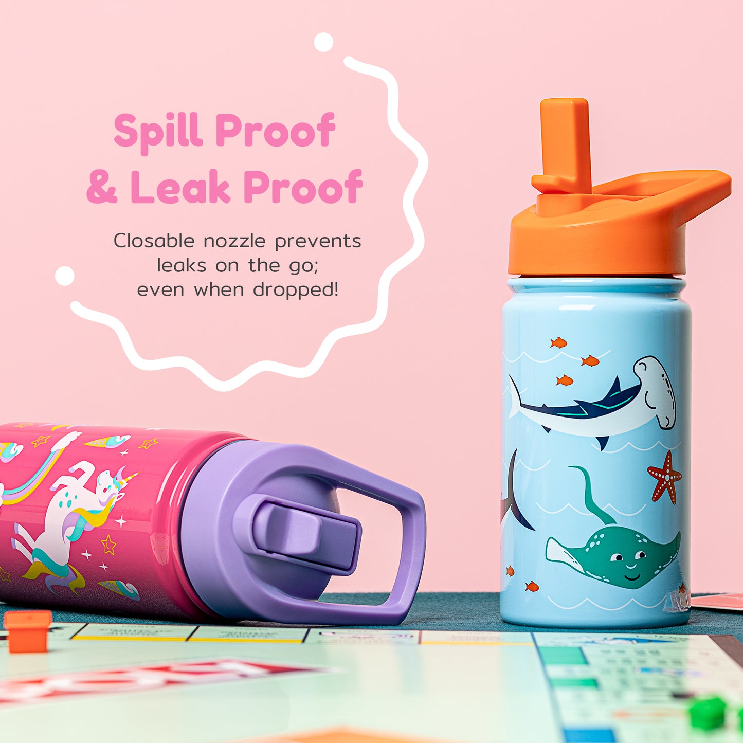 spill proof and leak proof mermaid water bottle