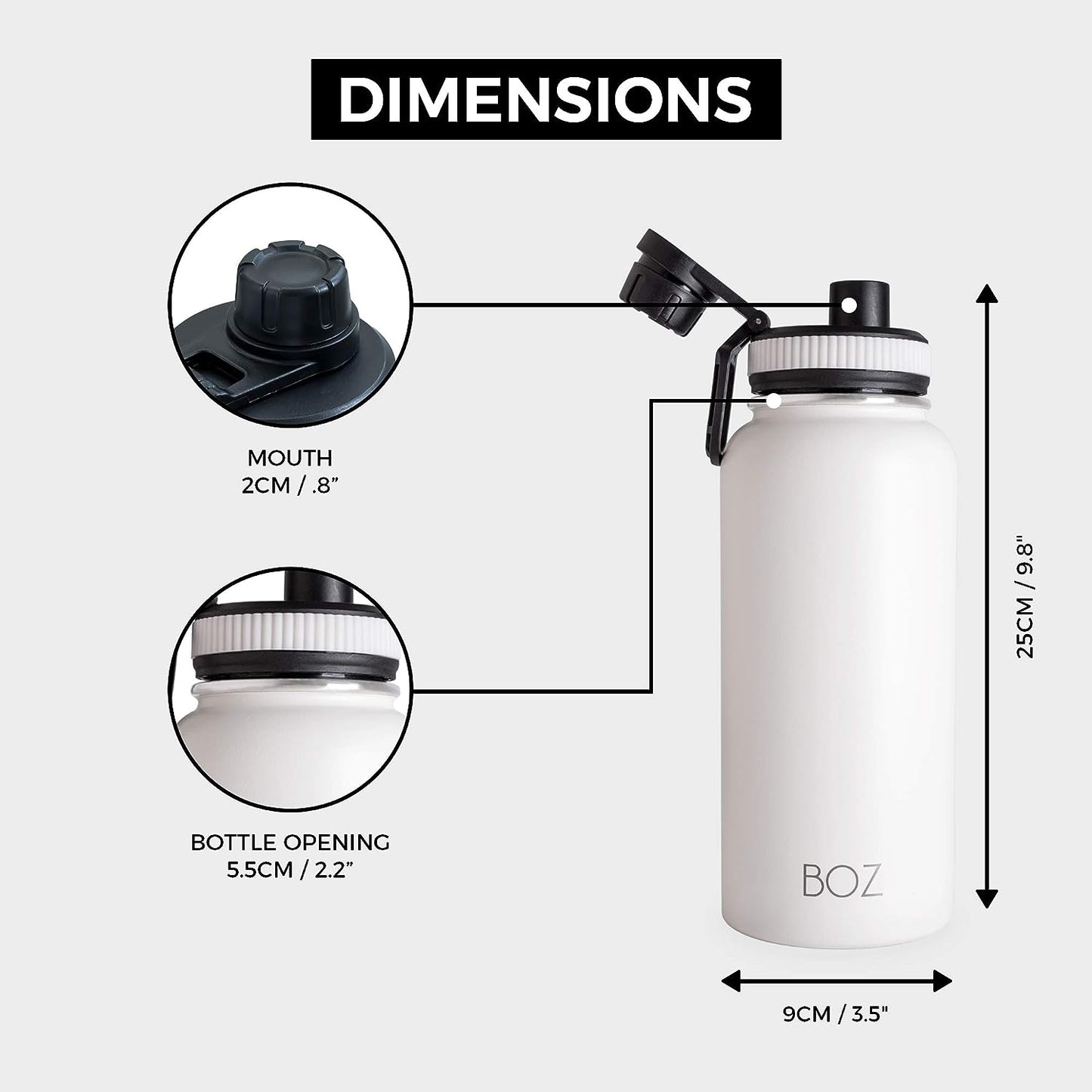 Stainless steel water bottle dimensions