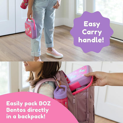 Unicorn bento lunch box with easy carry handle