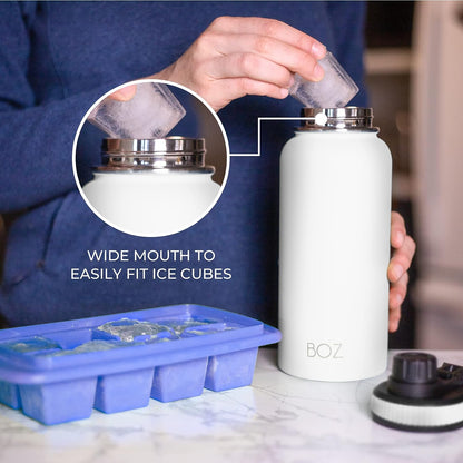 Wide mouth water bottle to fit ice cube